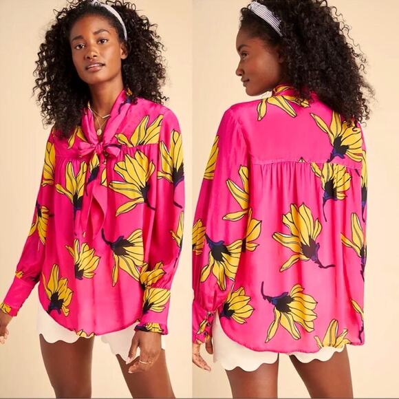 Anthropologie Dhruv Kapoor Frida Floral Tunic Top Women’s Size Medium - Picture 10 of 13